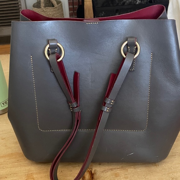 Dooney & Bourke Charcoal and Burgundy Tote - Picture 3 of 3